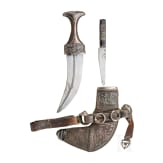 A silver mounted Oman jambiya with rhino horn hilt, ca. 1900