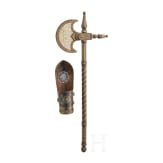 Goldtauschierte Streitaxt (Tabarzin) und Armschiene, Persien, 20. Jhdt.