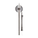 A Persian chiseled gun barrel and an axe, 19th century