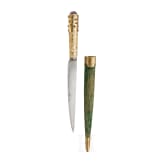 Goldeingelegter und steinbesetzter Kard, Persien, um 1800