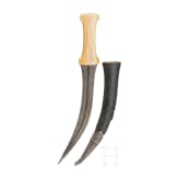 A Persian khanjar with wootz blade and walrus ivory hilt, ca. 1800