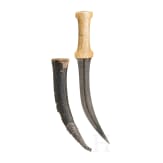 A Persian khanjar with wootz blade and walrus ivory hilt, ca. 1800
