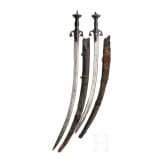 Two Afghan pulwars with scabbards, 19th century