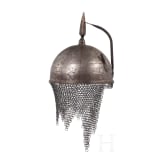 Ge&auml;tzter Kulah Khud und Sipar aus Leder, Indien, um 1900