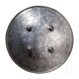 Silbertauschierter, eiserner Rundschild (Sipar), Indien, 19. Jhdt.