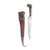 An Indian silver-mounted kard with an elephant-head pommel, 19th century