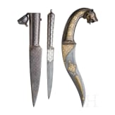 An Indian khanjar and a double dagger, circa 1900