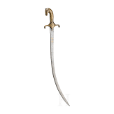 An Indian gold-damascened shamshir with horse head hilt, 19th century