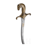An Indian gold-damascened shamshir with horse head hilt, 19th century