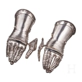 A pair of German armoured gauntlets, circa 1600