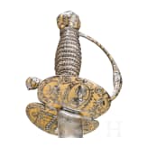 Bedeutender eisengeschnittener Galadegen mit den Portraitb&uuml;sten der franz&ouml;sischen K&ouml;nige, Frankreich, um 1730
