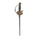 Eisengeschnittene Galadegen mit jagdlichem Dekor, Frankreich, um 1730