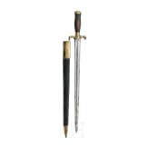 A French hunting hanger with brass mountings, 19th century