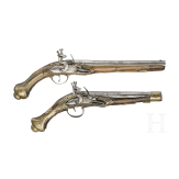 Two Oriental flintlock pistols, probably from the Balkans, circa 1850