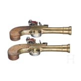 A pair of French flintlock blunderbuss pistols, circa 1760