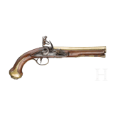A flintlock pistol with brass barrel, W. Toulmin in London, circa 1780