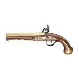 A flintlock pistol with brass barrel, W. Toulmin in London, circa 1780
