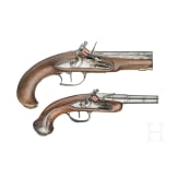An English and a French flintlock traveling pistol, circa 1780