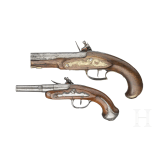 An English and a French flintlock traveling pistol, circa 1780