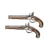 A French pair of double-barrelled flintlock pistols, circa 1800