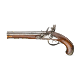A French pair of double-barrelled flintlock pistols, circa 1800