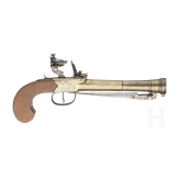 A flintlock shotgun pocket pistol with bayonet, Brimingham, circa 1800