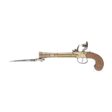 A flintlock shotgun pocket pistol with bayonet, Brimingham, circa 1800