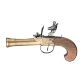 A pair of flintlock pocked pistols with brass blunderbuss barrels, probably from Belgium, circa 1800