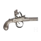A Flemish double-barreled full metal flintlock pistol, circa 1800