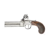 A double-barreled boxlock flintlock pocket pistol, probably Belgian, circa 1800