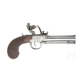 A flintlock pocked pistol with a blunderbuss barrel