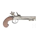 A probably Belgian flintlock pocket pistol with bayonet, circa 1800