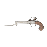 A probably Belgian flintlock pocket pistol with bayonet, circa 1800