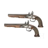 A pair of double-barrelled flintlock pistols, Li&egrave;ge, circa 1810