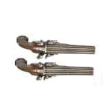 A pair of double-barrelled flintlock pistols, Li&egrave;ge, circa 1810