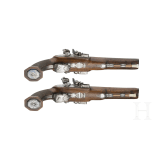 A pair of double-barrelled flintlock pistols, Li&egrave;ge, circa 1810