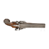 A pair of double-barrelled flintlock pistols, Li&egrave;ge, circa 1810