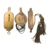 Three European percussion cap dispensers, 19th century