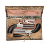 Two over/under percussion pistols, Belgium, ca. 1860