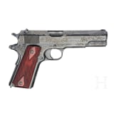 A Colt Government Model, engraved, in case