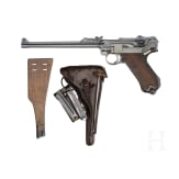 Lange Pistole 08, DWM 1917, mit Tasche und Brett