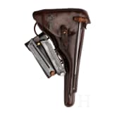 Lange Pistole 08, DWM 1917, mit Tasche und Brett