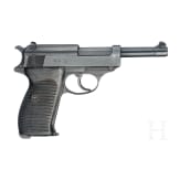A Spreewerk Mod. P 38, code "cyq", with holster and wooden pistol case