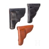 Three pistol holsters