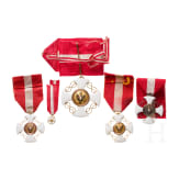 Order of the Crown of Italy &ndash; a neck decoration and three knight&rsquo;s crosses