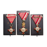Three Gold Crosses of Merit of the Order of Franz Joseph