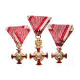 Three Gold Crosses of Merit of the Order of Franz Joseph