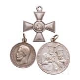 Russian Cross of St. George, 4th Class, and two silver medals