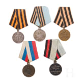 Group of five Russian medals, from 1849 onwards