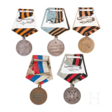 Group of five Russian medals, from 1849 onwards